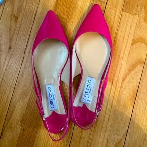 Jimmy Choo Bright Pink Patent Leather Flats - Size 39